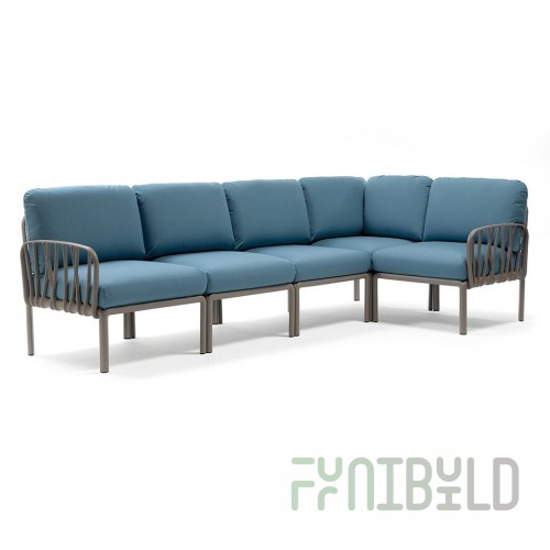 Plastic sofa with cushions Komodo 5 tortora/ blue