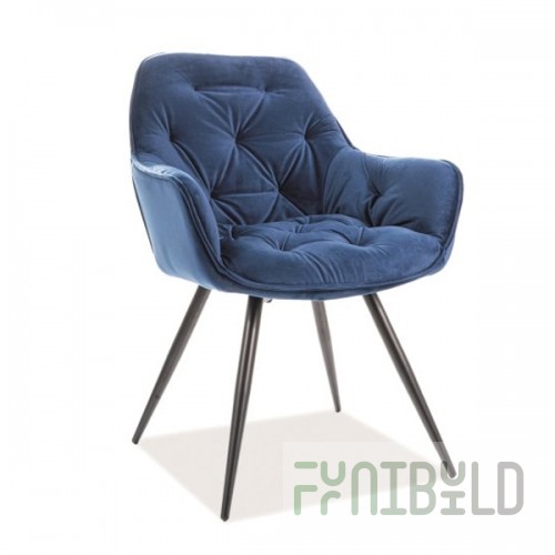 Signal cherry velvet chair, blue