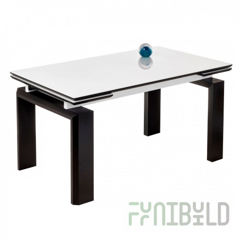 Glass table Davos white / wenge