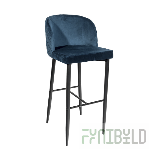 Bar stool Oscar, blue-green velvet