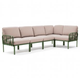 Plastic sofa with cushions Komodo 5 agave/ beige