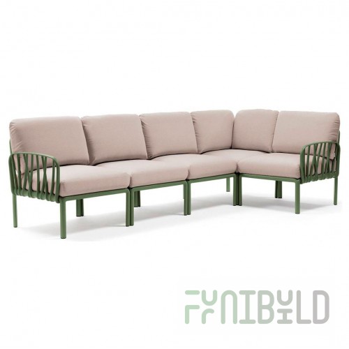 Plastic sofa with cushions Komodo 5 agave/ beige
