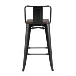 Tolix Wood semi-bar stool with backrest glossy black