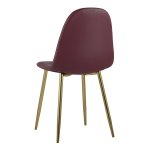 Valencia chair, eco-leather red, golden legs