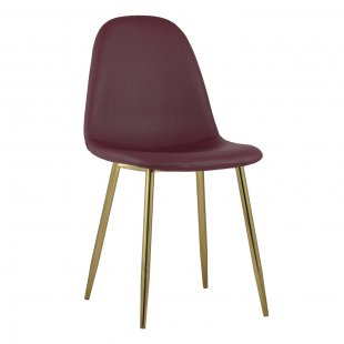 Valencia chair, eco-leather red, golden legs