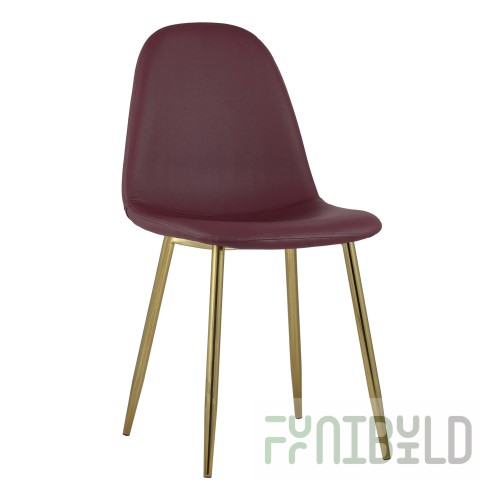 Valencia chair, eco-leather red, golden legs