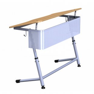 Desk with tilt angle and perforated screen K2