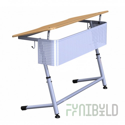 Desk with tilt angle and perforated screen K2