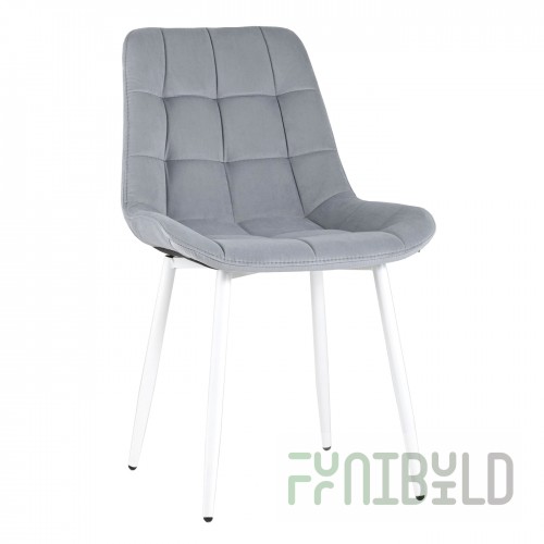 Chair Flex velour light gray white legs