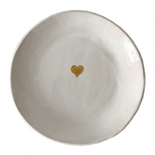 Dinner plate shallow gold heart
