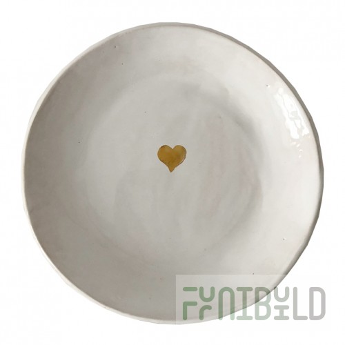 Dinner plate shallow gold heart