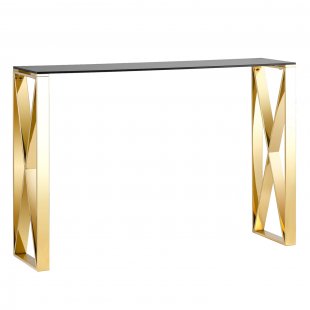 Console CROSS 115*30 gold glass smoke