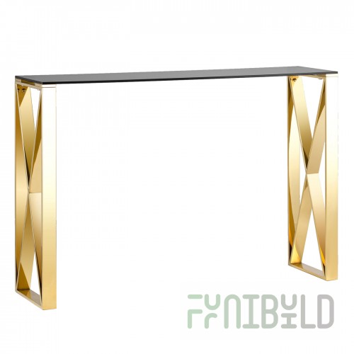 Console CROSS 115*30 gold glass smoke