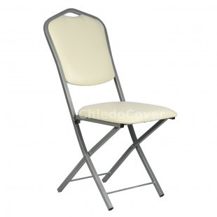 Chair Hit 20mm, folding, silver, beige leatherette