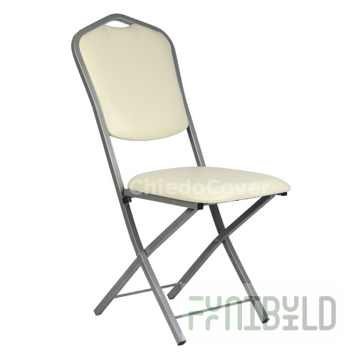 Chair Hit 20mm, folding, silver, beige leatherette