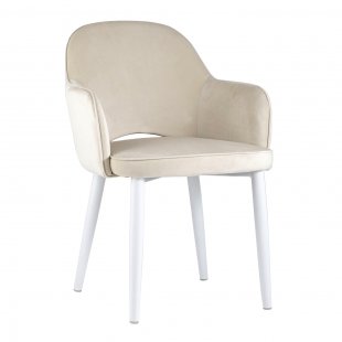 Chair Venus, cream velour, white legs