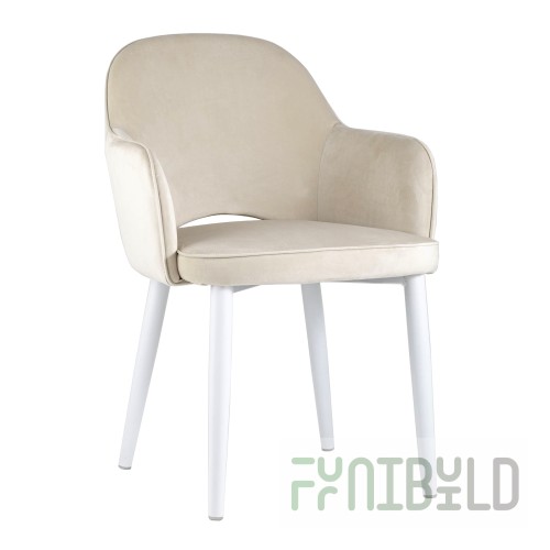 Chair Venus, cream velour, white legs