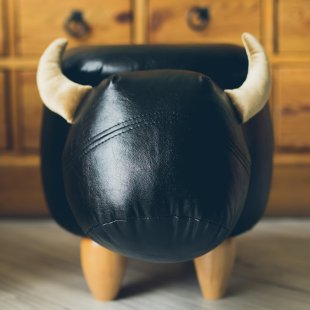 Pouf Bychok, black, with a box and a lid