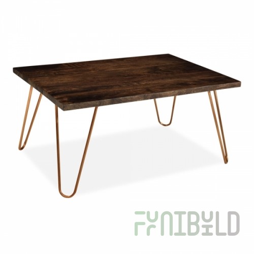 Epping table, dark brown top, copper frame