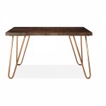 Epping table, dark brown top, copper frame