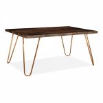 Epping table, dark brown top, copper frame