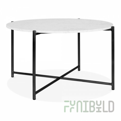 Table Aria, white tabletop, black frame