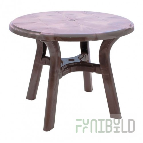 Plastic table, Premium, round, blue