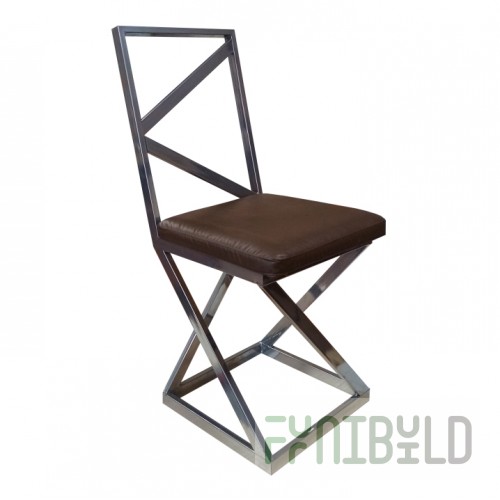 Loft chair, chrome frame, chocolate eco-leather
