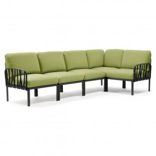 Plastic sofa with cushions Komodo 5 anthracite/avocado