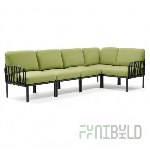 Plastic sofa with cushions Komodo 5 anthracite/avocado