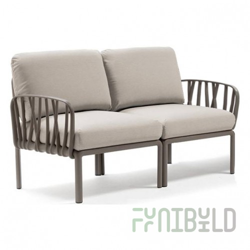 Plastic sofa with cushions Komodo 2, frame color tortora, upholstery panama