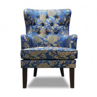 Alba armchair, blue, with pattern