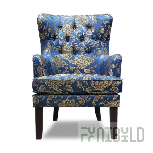 Alba armchair, blue, with pattern