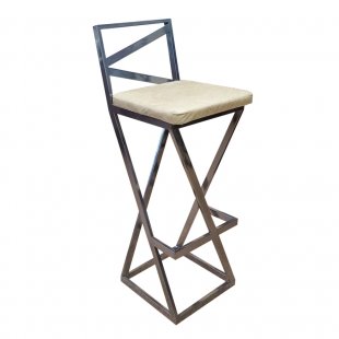 Bar stool Loft, chrome frame, beige eco-leather