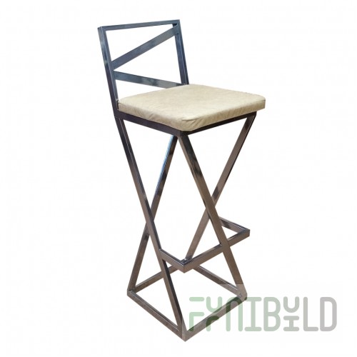 Bar stool Loft, chrome frame, beige eco-leather