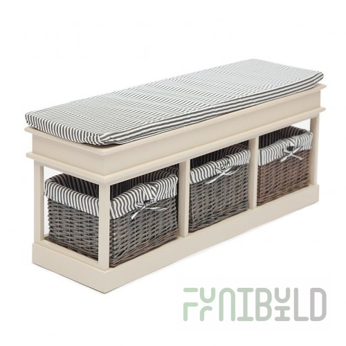 Shoe rack with 3 baskets and drawer SEIGE