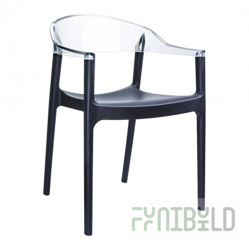 Plastic chair Carmen, black/transparent