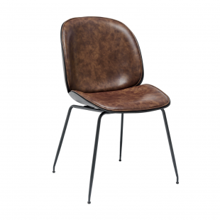 Turin chair, brown eco-leather, black legs