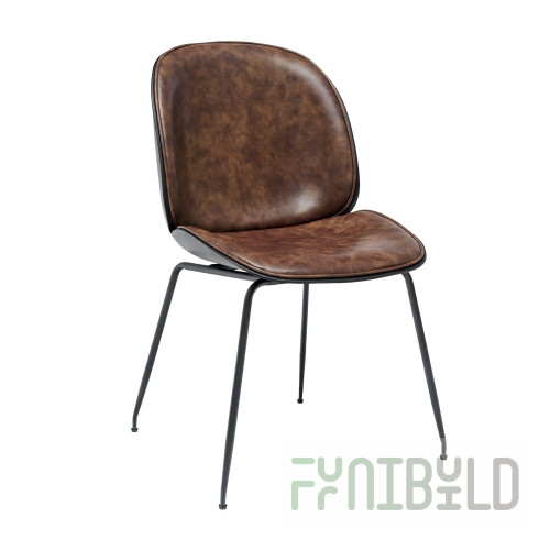 Turin chair, brown eco-leather, black legs