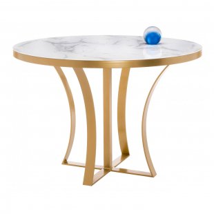 Glass table Nayton white marble / gold