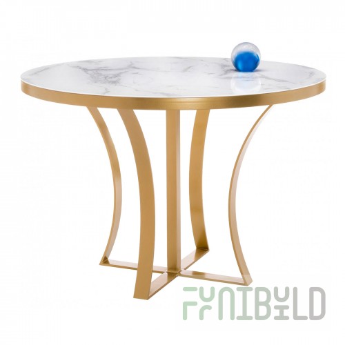 Glass table Nayton white marble / gold