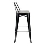 Tolix Wood Bar Chair with Backrest Black Glossy