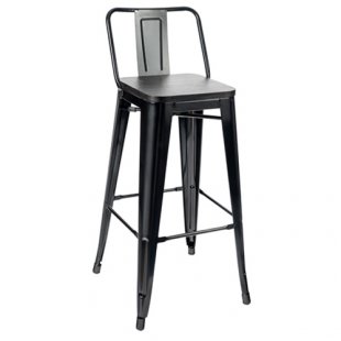 Tolix Wood Bar Chair with Backrest Black Glossy
