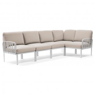 Plastic sofa with cushions Komodo 5 white/ panama