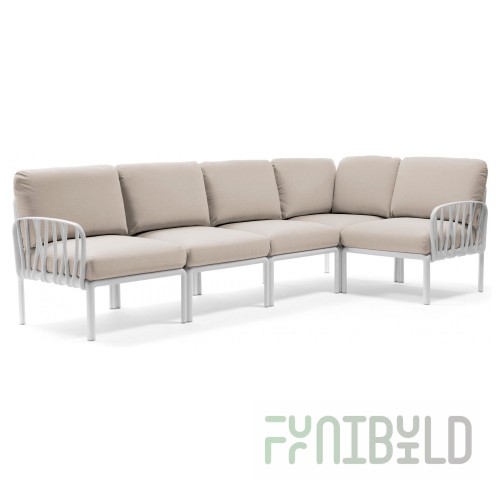 Plastic sofa with cushions Komodo 5 white/ panama