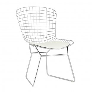 Bertoia dining chair chrome with white cushion