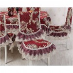 Tablecloth and chair covers with backrest, burgundy