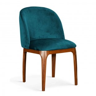 Grace chair, turquoise, walnut legs, BL85