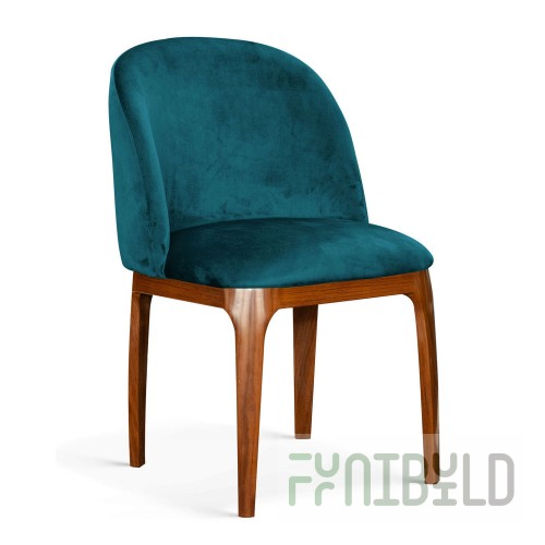 Grace chair, turquoise, walnut legs, BL85
