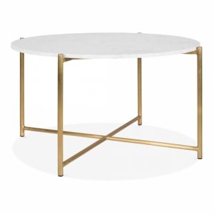 Table Aria, white tabletop, gold frame